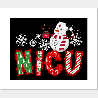 NICU Nurse Christmas Snowman Nurse Life Scrub Top Posters and Art